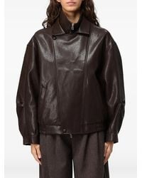 ELEH - Faux-Leather Zip-Up Bomber Jacket - Lyst