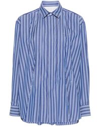 Sacai - Striped Pleat-detail Shirt - Lyst