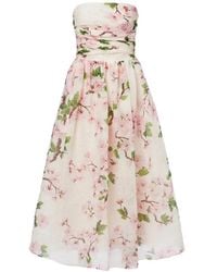 Oscar de la Renta - Floral Strapless Maxi Dress - Lyst