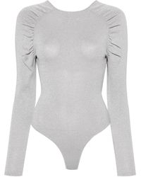 Karl Lagerfeld - Logo-embroidered Lurex Bodysuit - Lyst