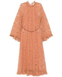 Zimmermann - Lace-Overlay Ruffled Midi Dress - Lyst