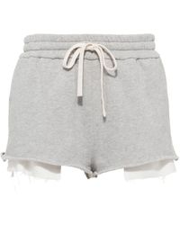 Miu Miu - Layered-detail Cotton Shorts - Lyst