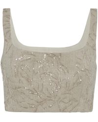 Brunello Cucinelli - スパンコールトリム リネントップ - Lyst