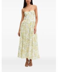 Bardot - Estie Floral-Print Lace-Up Flared Maxi Dress - Lyst