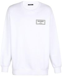 Balmain - Logo-print Cotton Sweatshirt - Lyst