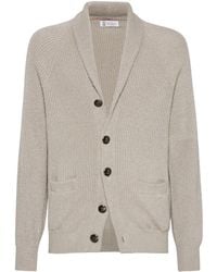 Brunello Cucinelli - Cotton V Necked Cardigan - Lyst