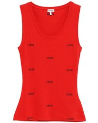 Loewe - Logo-Embroidered Ribbed-Knit Tank Top - Lyst