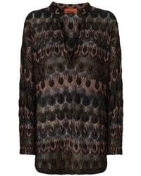 Missoni - Blouse Texturée À Motif Géométrique Et Col V - Lyst