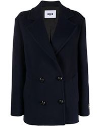 MSGM - Double-Breasted Logo-Patch Jacket - Lyst