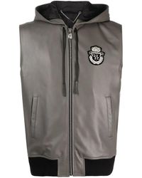 Billionaire - Sleeveless Hooded Leather Zip Vest - Lyst