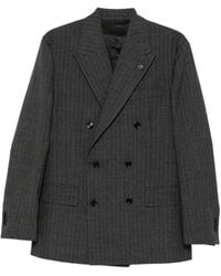 Lardini - Pinstripe-Pattern Double-Breasted Blazer - Lyst