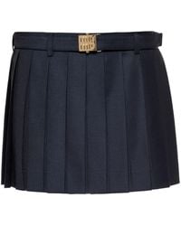 Miu Miu - Batavia Pleated Wool Mini Skirt - Lyst