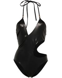 Versace - Greca Cut-out Halterneck Swimsuit - Lyst