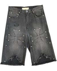 SEKRIT - Chopper Distressed Denim Shorts - Lyst