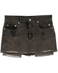 Rick Owens - Faded Frayed-Hem Mini Skirt - Lyst