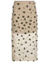 Liu Jo - Tulle Midi Skirt With Floral Embroidery - Lyst