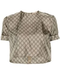 Gucci - T-shirt en sergé de soie imprimé gg supreme - Lyst