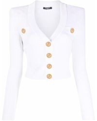 Balmain - Logo-button Cropped Knitted Cardigan - Lyst