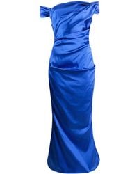 Talbot Runhof - Off-Shoulder Gathered-Detail Evening Gown - Lyst