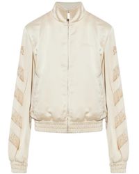 Off-White c/o Virgil Abloh - Lace-Insert Satin Bomber Jacket - Lyst