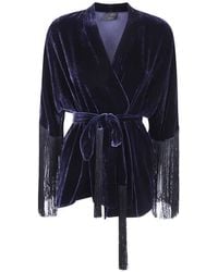 Antonelli - Fringe-Trim Belted Cardigan - Lyst
