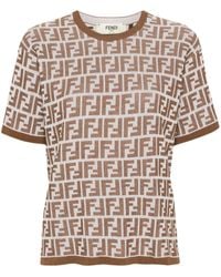 Fendi - Chic Two-Tone Cotton Blend T-Shirt - Lyst