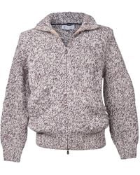 Brunello Cucinelli - Zip-Front Marl-Knit Cardigan - Lyst