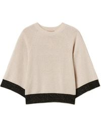 Twinset - Cropped Wool And Cashmere Jumper With Lurex - Lyst