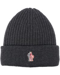 3 MONCLER GRENOBLE - Ribbed-knit Logo-patch Beanie Hat - Lyst