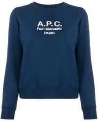 A.P.C. - Felpa Tina Con Logo Ricamato - Lyst