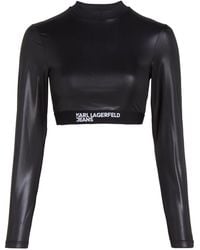 Karl Lagerfeld - Logo-hem Coated Crop Top - Lyst