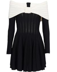 Balmain - Off-The-Shoulder Knitted Mini Dress - Lyst