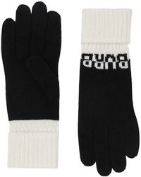 Burberry - Logo Intarsia Two-tone Cashmere Gloves - Lyst