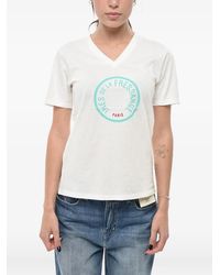 Ines De La Fressange Paris - Logo-Print V-Neck T-Shirt - Lyst