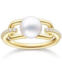 Tasaki - 18Kt Geelgouden Collection Line Fine Links Ring Met Parel - Lyst