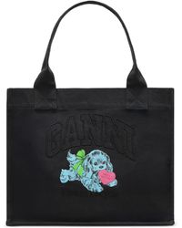 Ganni - Recycled Cotton Large Tote Bag - Lyst