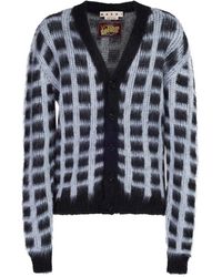 Marni - Windowpane Check Wool Cardigan - Lyst