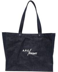 A.P.C. - Borsa A Spalla Denim Piccola Con Logo - Lyst