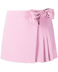 RED Valentino - Bow-Embellished Pleated Skorts - Lyst