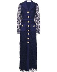 Self-Portrait Synthetisch Midi-jurk Met Ruches in het Blauw Dames Kleding voor voor Jurken voor Casual en zomerse maxi-jurken 
