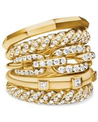 David Yurman - 18kt Yellow Gold Stax Diamond Five Row Ring - Lyst