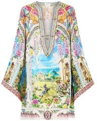CAMILLA - Deep V-Neck Mini Dress - Lyst
