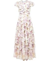 Needle & Thread - Jurk Met Bloemenprint En Ruches - Lyst