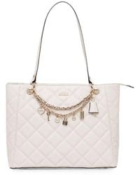 Guess - Libby Quilted Charm-Detail Tote Bag - Lyst