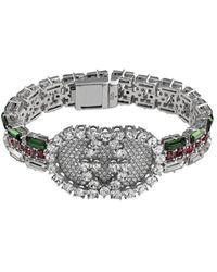 Gucci Web-Armband mit Kristallen - Mettallic