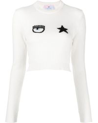 Chiara Ferragni - Logo-embroidered Knitted Jumper - Lyst