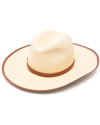 Chloé - Neutral Leather-trim Woven Hat - Lyst