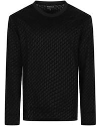 Emporio Armani - T-Shirt Manches Longues À Logo En Jacquard - Lyst