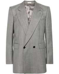 Alexander McQueen - Grey Double-breasted Wool Blazer - Men's - Cupro/wool/viscose/cotton - Lyst
