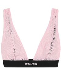 DSquared² - Logo-embroidered Lace Bra - Lyst